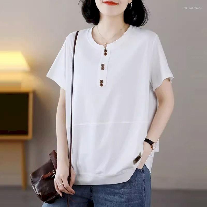 Women's T Shirts Casual Loose Artistic Breathable O-neck Short Sleeve T-shirt Fashion Button Design Slimming Tops Summer Trend Tshirt, Green
Women's T Shirts Casual Loose Artistic Breathable O-neck Short Sleeve T-shirt Fashion Button Design Slimming Tops Summer Trend Tshirt, Green
