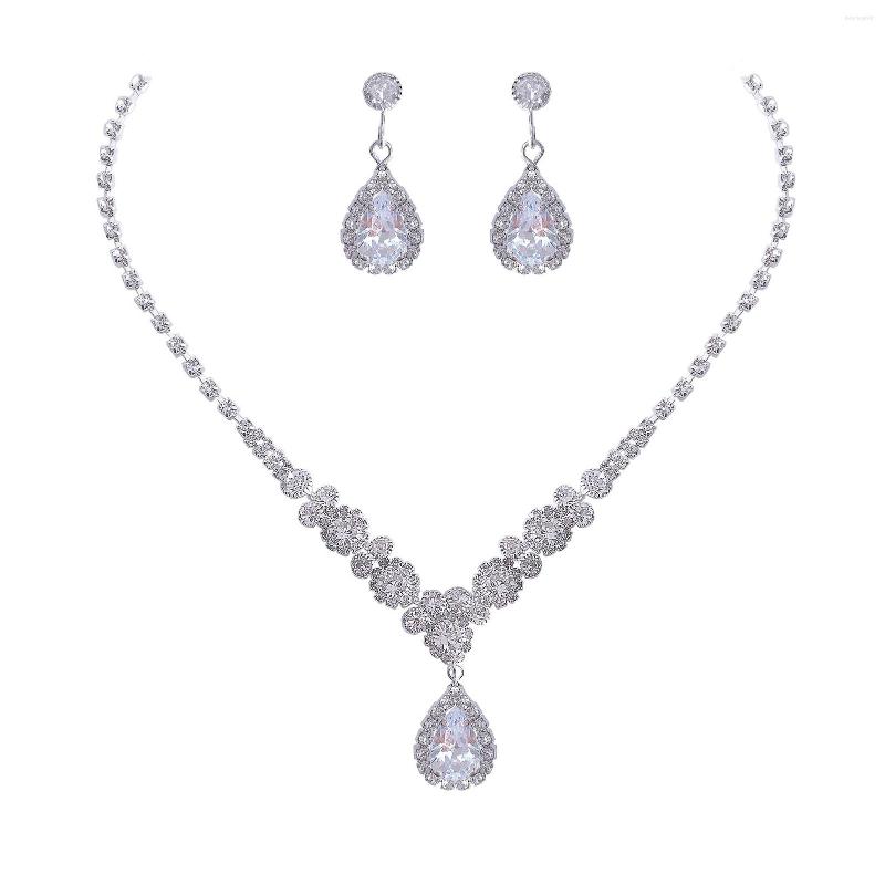 Necklace Earrings Set Women's Jewelry Glittery Zircon Dangle Wedding Bride Silvery Neck Pendant Ear Decor Gift For Girls, Picture shown
Necklace Earrings Set Women's Jewelry Glittery Zircon Dangle Wedding Bride Silvery Neck Pendant Ear Decor Gift For Girls, Picture shown