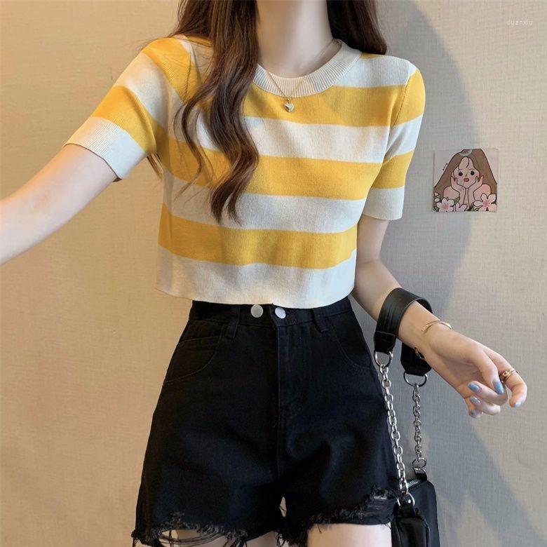 Women' T Shirts Stripe Sleeve Silk Knitted Women' Summer T-shirt Short Slim Shirt Top Camisetas Tops Women T-shirts Clothing, Blue bar
Women' T Shirts Stripe Sleeve Silk Knitted Women' Summer T-shirt Short Slim Shirt Top Camisetas Tops Women T-shirts Clothing, Blue bar