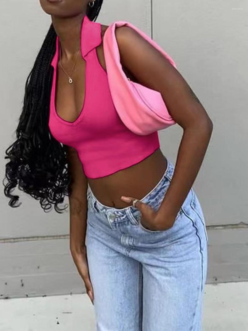 Women' Tanks Women' Summer Y2K Mini Skinny Turn-down Collar Tank Tops Fashion Vests Top Sleeveless Lapel Deep V Neck Crop
Women' Tanks Women' Summer Y2K Mini Skinny Turn-down Collar Tank Tops Fashion Vests Top Sleeveless Lapel Deep V Neck Crop