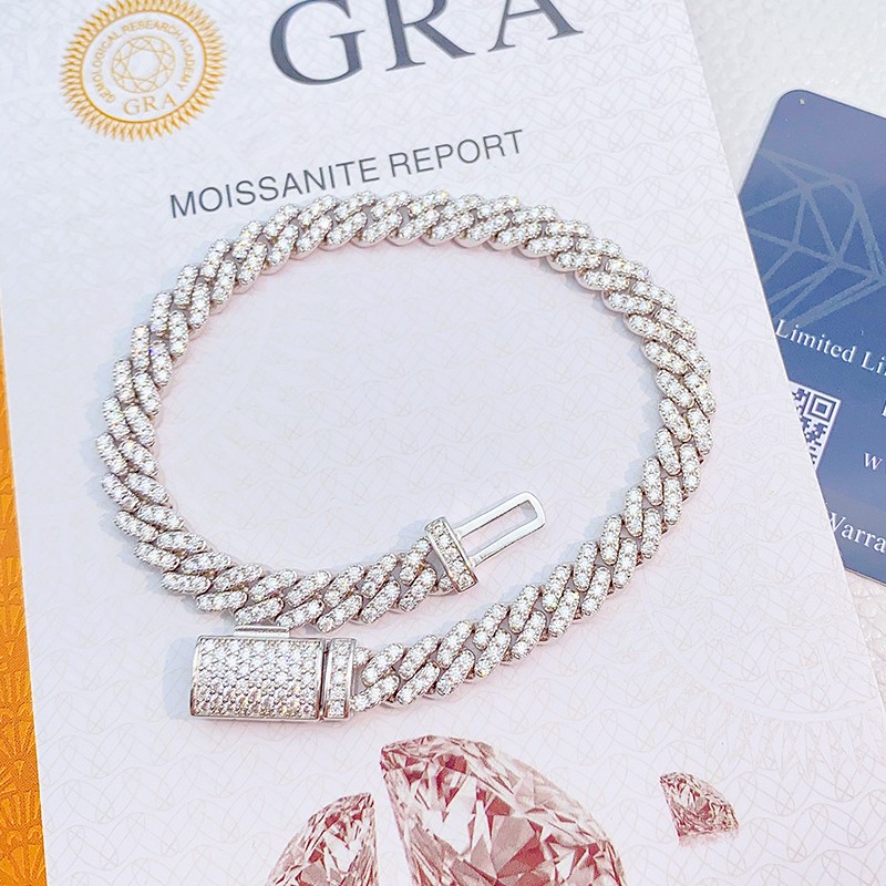 6mm 18-24inch 925 Sterling Silver VVS Moissanite Cuban Chain Necklace 7/8inch Bracelet For Women/Men Nice Gift