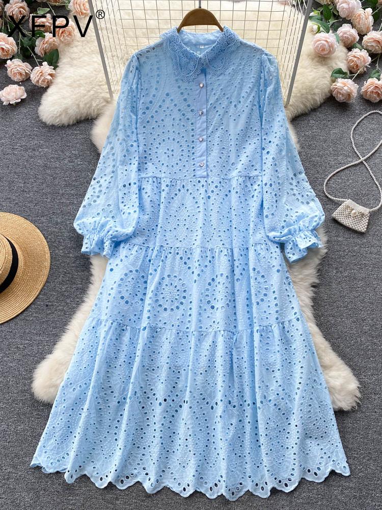 Dresses Xfpv Women's Hollowed Out Lapel Long Sleeve Loose Temperament Ashaped Dress Ladies Sweet Korea Chic Tide Summer 2023 Sm2947, Yellow
Dresses Xfpv Women's Hollowed Out Lapel Long Sleeve Loose Temperament Ashaped Dress Ladies Sweet Korea Chic Tide Summer 2023 Sm2947, Yellow