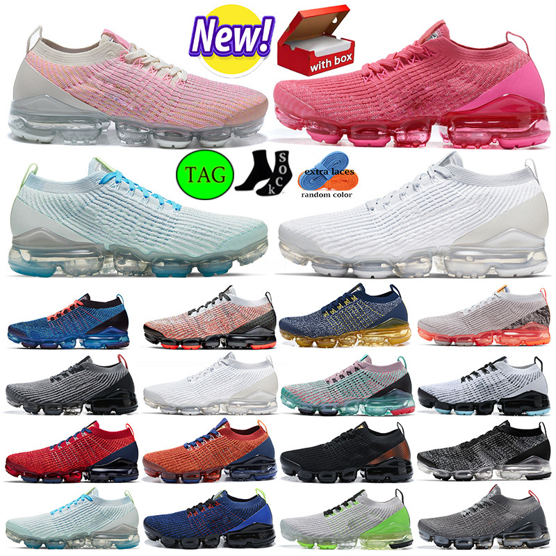 With box Mens Running Shoes Fly 2.0 Knit 3 Designer Sports Sneakers University Blue Tint Smoke Grey Dark Mocha Triple Black White Bubble Cushion Womens Trainers