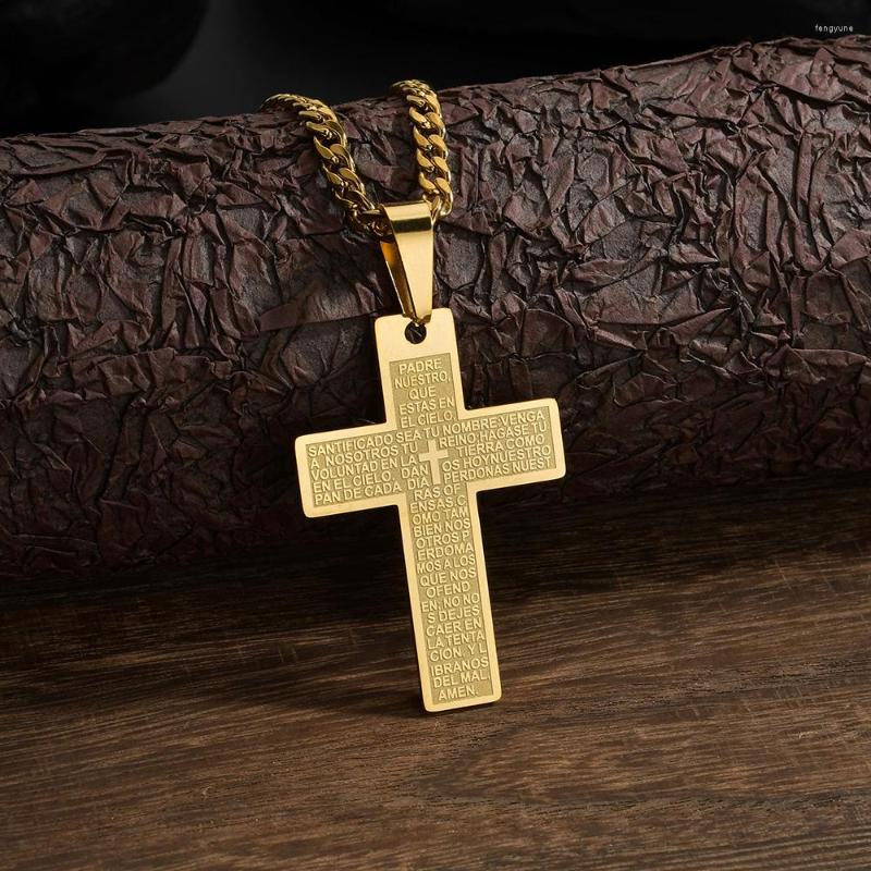 Pendant Necklaces Classic Stainless Steel Bible Cross Necklace Men Hip Hop Jewelry Fashion Gold Color Long Chain
Pendant Necklaces Classic Stainless Steel Bible Cross Necklace Men Hip Hop Jewelry Fashion Gold Color Long Chain