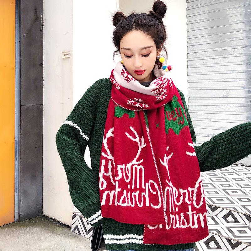 Scarves Christmas Scarf Korean Style Elk Knitted Warm Women Mid-length Letter Shawl Red And Green Fashion Echarpe Femme Hiver Luxe
Scarves Christmas Scarf Korean Style Elk Knitted Warm Women Mid-length Letter Shawl Red And Green Fashion Echarpe Femme Hiver Luxe