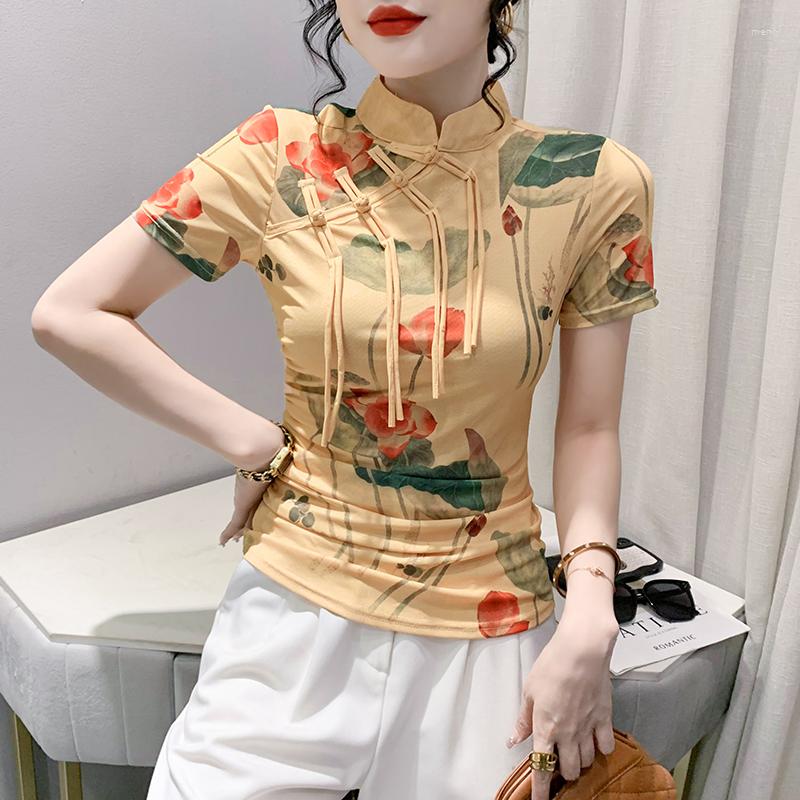 Women' T Shirts 2023 Summer Vintage Clothes High Quality Female T-Shirt Women Sexy Stand Button Print Ink And Wash Tops Short Sleeve Tees, Picture
Women' T Shirts 2023 Summer Vintage Clothes High Quality Female T-Shirt Women Sexy Stand Button Print Ink And Wash Tops Short Sleeve Tees, Picture