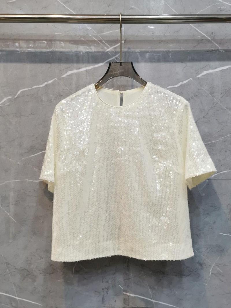 Women' T Shirts White Sequin Tops Women' Fashion Sweet Little Sequins Round Neck Short-sleeved T-shirt 2023 Summer, Tshirt
Women' T Shirts White Sequin Tops Women' Fashion Sweet Little Sequins Round Neck Short-sleeved T-shirt 2023 Summer, Tshirt