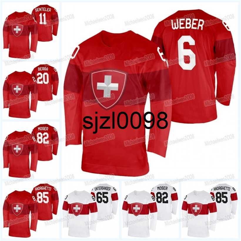 Sj98 Team Switzerland 2022 Winter Hockey Jersey Reto Berra Michael Fora Mirco Muller Yannick Weber Santeri Alatalo Sven Andrighetto Simon Moser