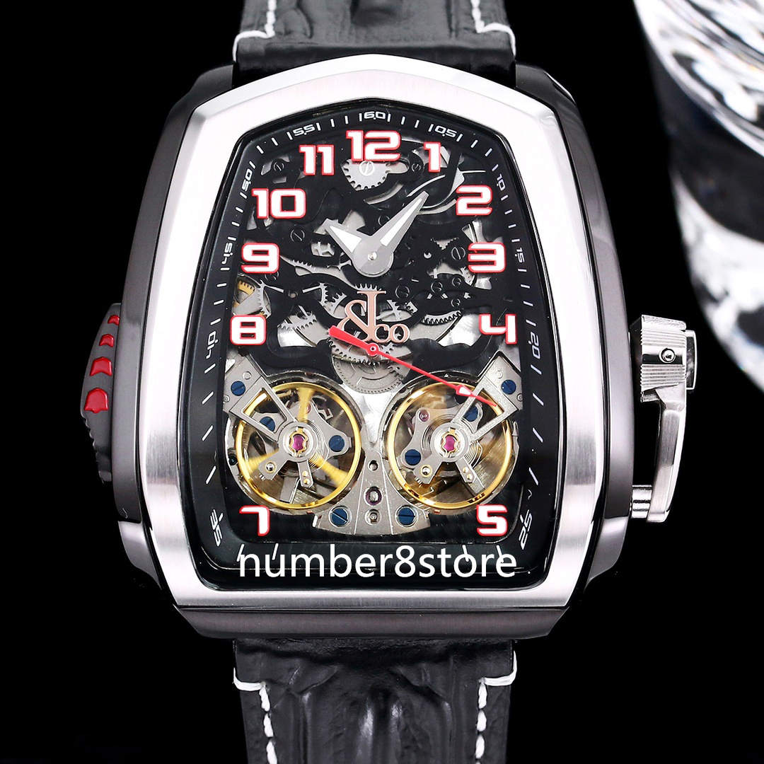 J&C Oversize Twin Turbo Mens Watch Stainless steel JCFM05 Automatic Movment Sapphire Crystal Swiss Sports Wristwatch Luminescent Hands 4 Colors