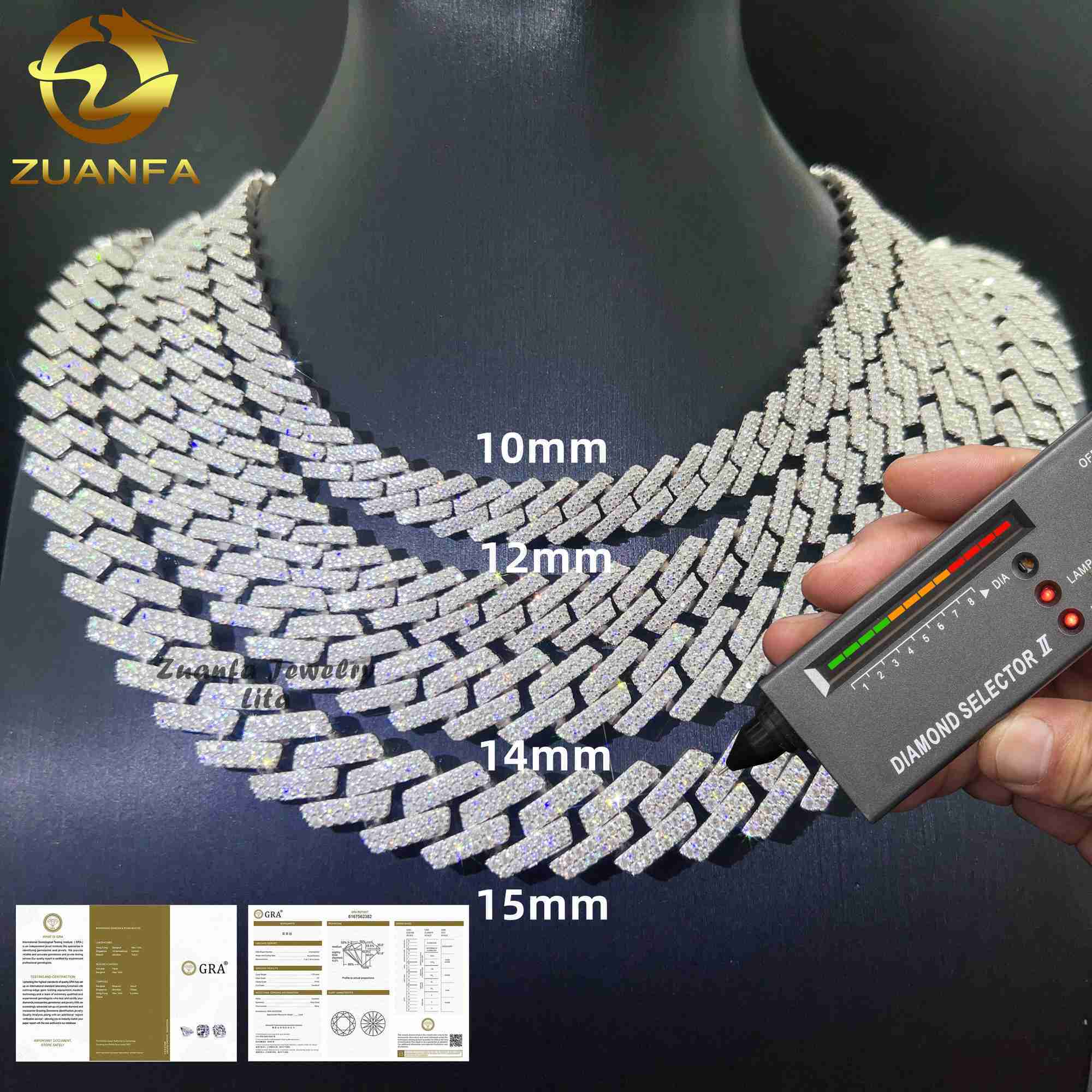 Hot Selling 925 Sterling Silver Hip Hop 10mm 12mm 14mm 15mm Iced Out Moissanite Diamond Cuban Link Chain
Hot Selling 925 Sterling Silver Hip Hop 10mm 12mm 14mm 15mm Iced Out Moissanite Diamond Cuban Link Chain