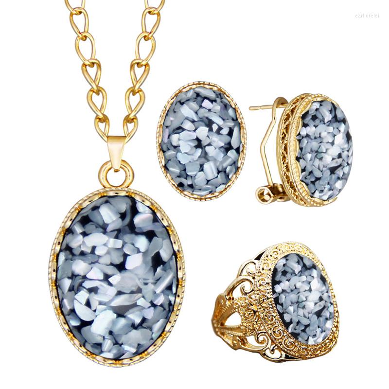 Necklace Earrings Set Fashion Synthetic Shell Earring Ring Sets For Women Gold Color Flower Plant Jewelry, Picture shown
Necklace Earrings Set Fashion Synthetic Shell Earring Ring Sets For Women Gold Color Flower Plant Jewelry, Picture shown