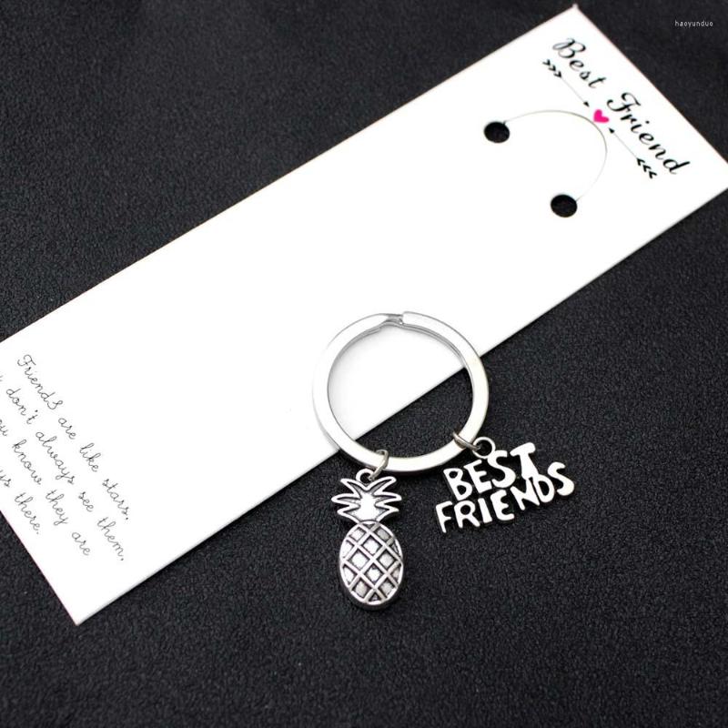 

Keychains Pineapple Friends Keychain Compass Hand Pinky Swear Promise Sisters Key Chain KeyRing Friendship Jewelry Gift