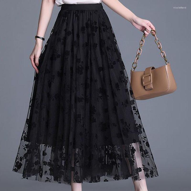 Skirts French Tulle Print Long For Women Korean High Waist Loose Black A-Line Skirt Woman 2023 Summer Elegant Wild Puffy
Skirts French Tulle Print Long For Women Korean High Waist Loose Black A-Line Skirt Woman 2023 Summer Elegant Wild Puffy
