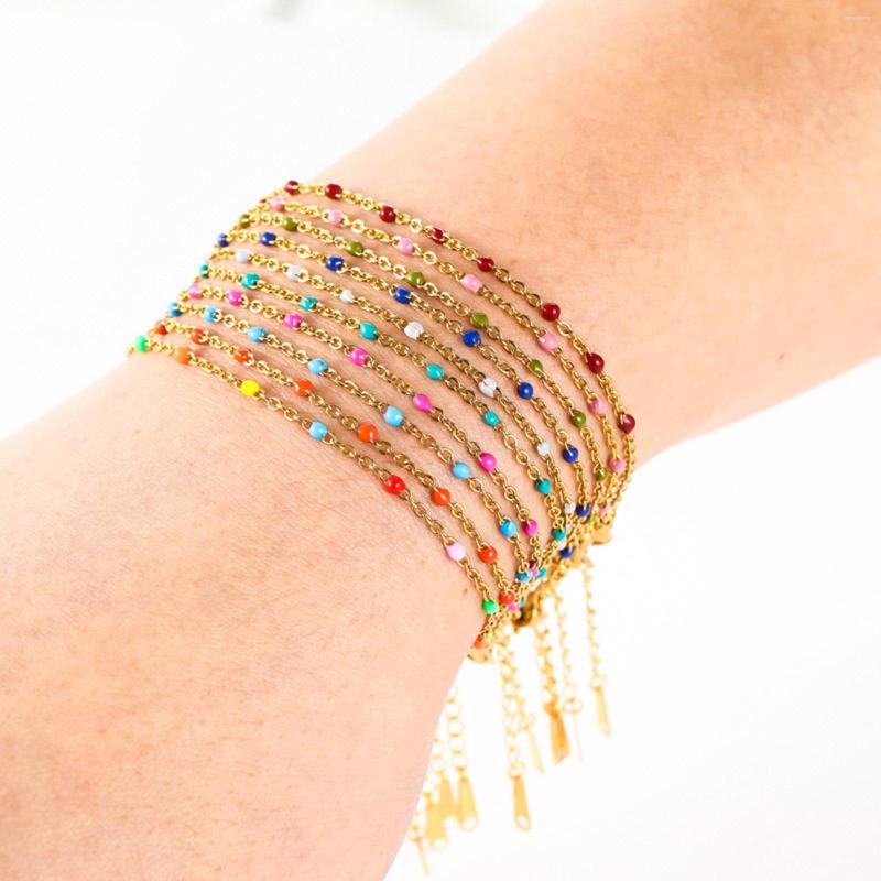 Link Bracelets 1PC 304 Stainless Steel Multicolor Enamel Gold Color Chain Women Party Jewelry Gifts 16cm Long 2023
Link Bracelets 1PC 304 Stainless Steel Multicolor Enamel Gold Color Chain Women Party Jewelry Gifts 16cm Long 2023