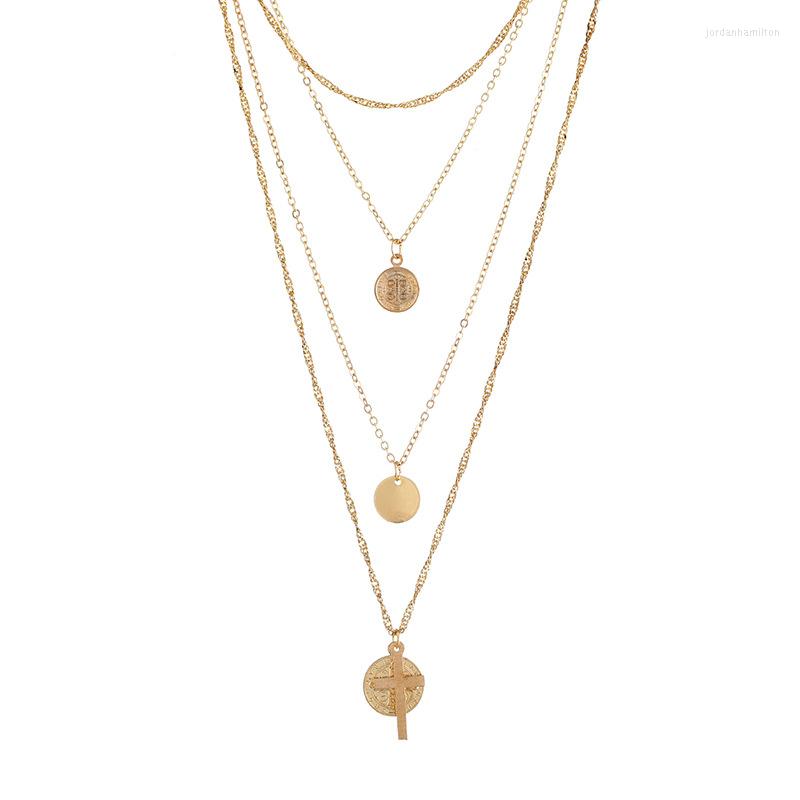 Pendant Necklaces Fashion Cross Round Necklace For Women Religious Style Jewelry Vintage 4 Layered Gold Color Baroque Chain
Pendant Necklaces Fashion Cross Round Necklace For Women Religious Style Jewelry Vintage 4 Layered Gold Color Baroque Chain