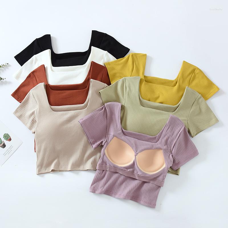 Women' T Shirts Summer Trendy Women T-Shirts Chest Pad Built Inone-piece Exposed Navel T-shirt Square Collar Short Sleeve Tops Breathable, Red
Women' T Shirts Summer Trendy Women T-Shirts Chest Pad Built Inone-piece Exposed Navel T-shirt Square Collar Short Sleeve Tops Breathable, Red