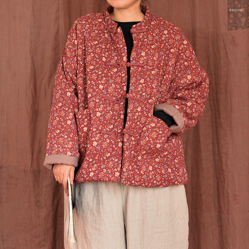 Ethnic Clothing Vintage Floral Print Padded Jacket Women Chinese Style Traditional Winter Loose Outerwear Cotton Linen Tang Suit Coat
Ethnic Clothing Vintage Floral Print Padded Jacket Women Chinese Style Traditional Winter Loose Outerwear Cotton Linen Tang Suit Coat