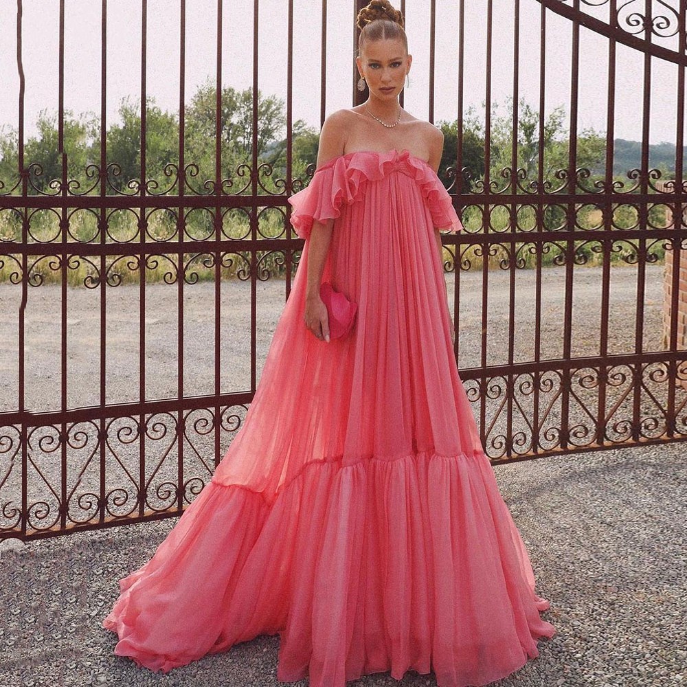 Watermelon Red Chiffon Prom Party Dress High Waist Off The Shoulder Ruffles Formal Evening Birthday Dress Tiered Robe De Soiree, Dark red
Watermelon Red Chiffon Prom Party Dress High Waist Off The Shoulder Ruffles Formal Evening Birthday Dress Tiered Robe De Soiree, Dark red