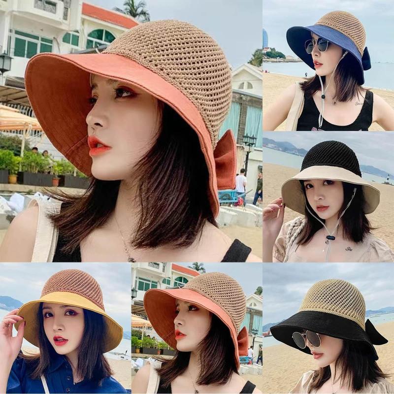 Wide Brim Hats Sun Hat Beach Hollowed Out Bow Straw Visor Sunscreen Fisherman's Bald Head Women, Black
Wide Brim Hats Sun Hat Beach Hollowed Out Bow Straw Visor Sunscreen Fisherman's Bald Head Women, Black