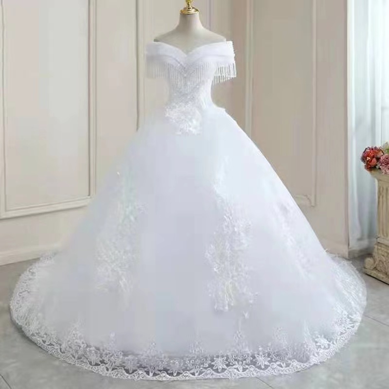 2023 Plus Size Wedding Dresses for bride Beading Long beaded Sleeve Crystal Lace Appliqued Sequined beach bridal gowns plus size tulle boho Vestidos D