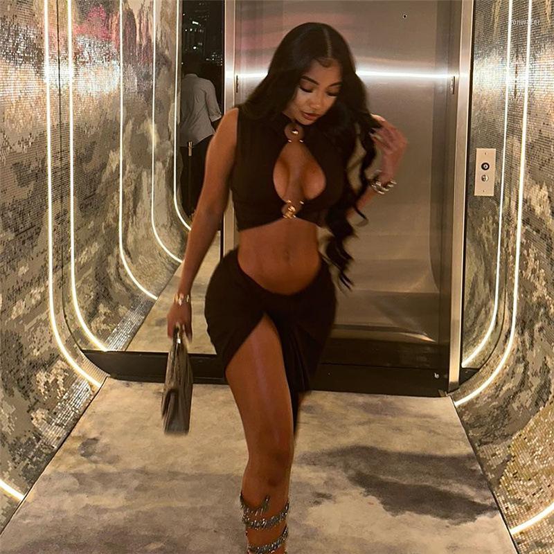 Casual Dresses Sexy Ribbed Women 2Piece Set Hollow Sleeveless Mini Tops Elastic Waist Slim Skirts Streetwear Party Matching Suits, Black
Casual Dresses Sexy Ribbed Women 2Piece Set Hollow Sleeveless Mini Tops Elastic Waist Slim Skirts Streetwear Party Matching Suits, Black