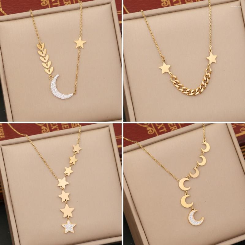 Chains Star Moon Stainless Steel Necklace Personality Full Drill Clavicle Chain Necklaces For Women Simplicity Fashion Jewelry
Chains Star Moon Stainless Steel Necklace Personality Full Drill Clavicle Chain Necklaces For Women Simplicity Fashion Jewelry