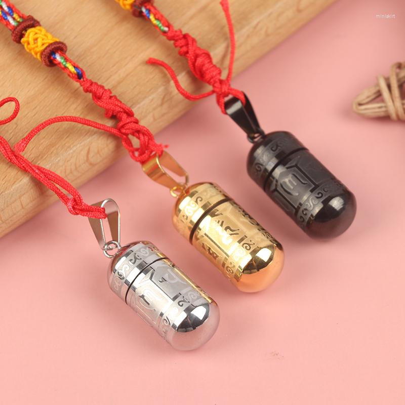 Pendant Necklaces 1Pc Six Words Openable Necklace Mantra Prayer Wheel Bottle Urn