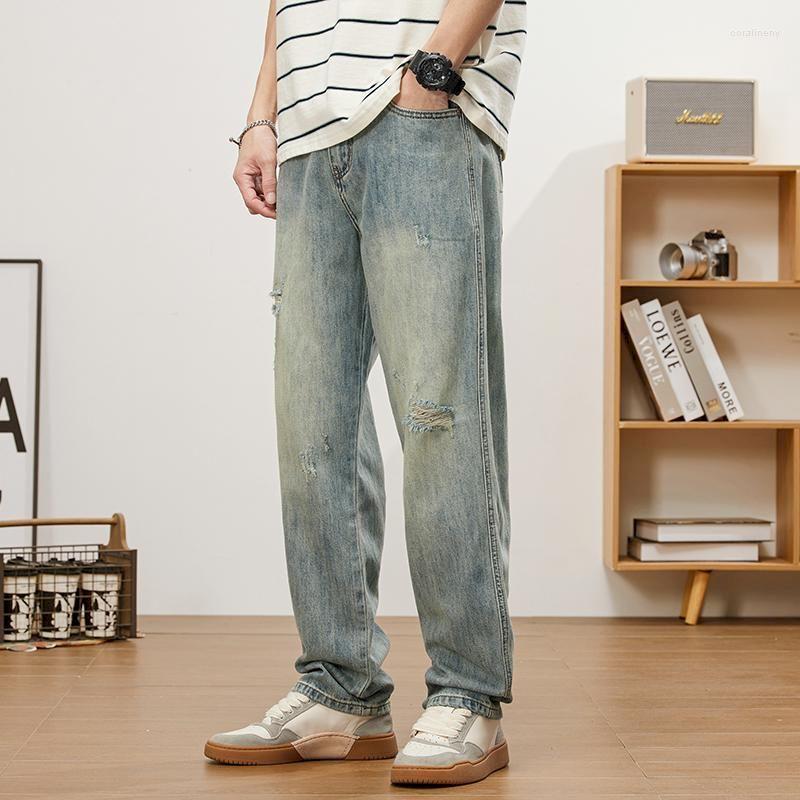 Men' Jeans Foufurieux Men Retro Hole Handsome Hip Hop Fashion Teens High Street All-match Design European Stylish Summer, Blue
Men' Jeans Foufurieux Men Retro Hole Handsome Hip Hop Fashion Teens High Street All-match Design European Stylish Summer, Blue