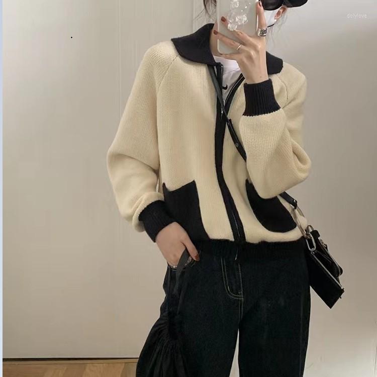 Women's Knits Woman Sweater Cardigan Lapel Zipper Knitting Korean Style Pockets Lantern Sleeve Woman's Clothing Drop RZ1288, Randomcolor
Women's Knits Woman Sweater Cardigan Lapel Zipper Knitting Korean Style Pockets Lantern Sleeve Woman's Clothing Drop RZ1288, Randomcolor