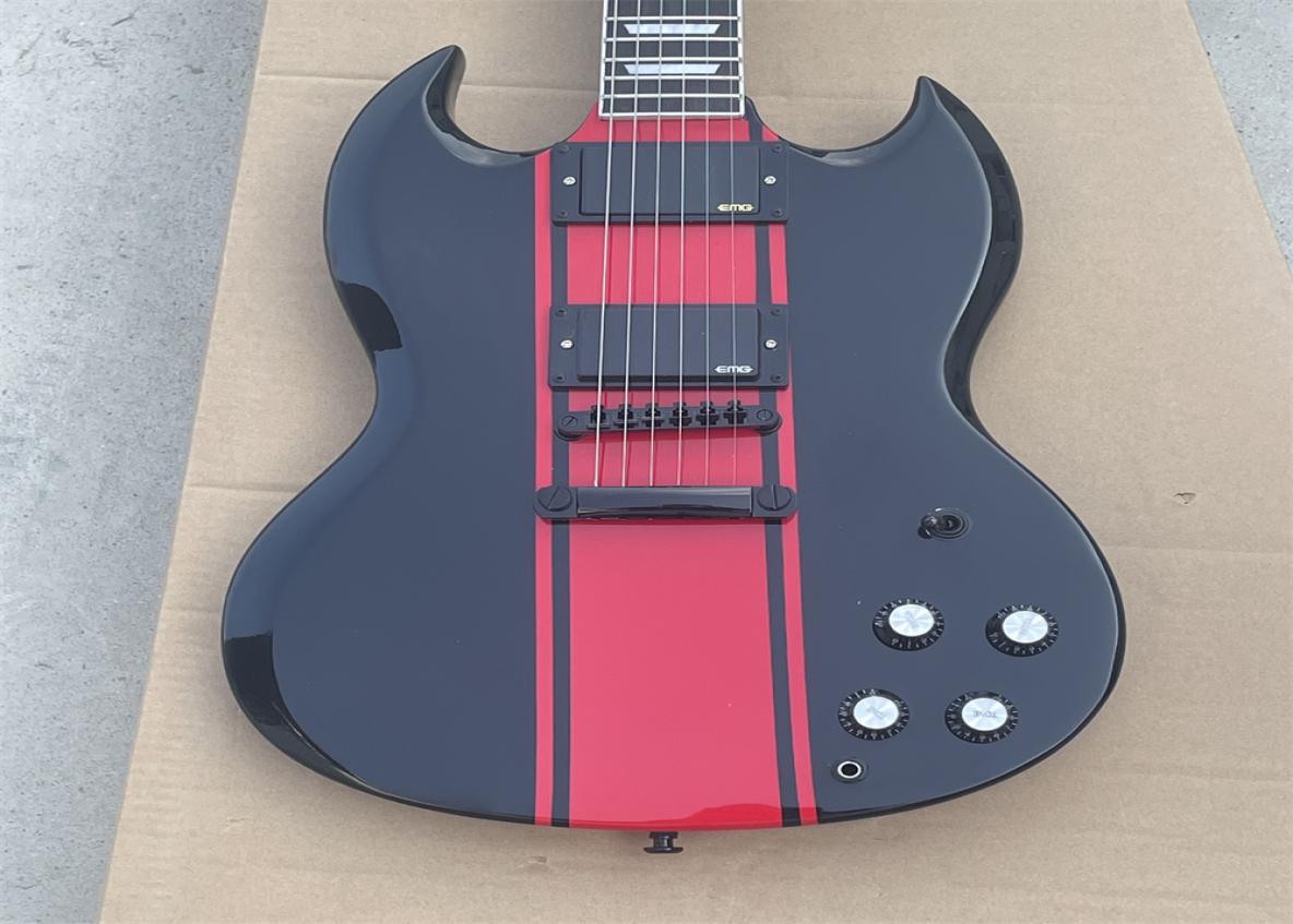 

In stock SG electric guitar black body EMG pickup Rose wood fingerboard fingerboard with edge wrap Immediate delivery6961250