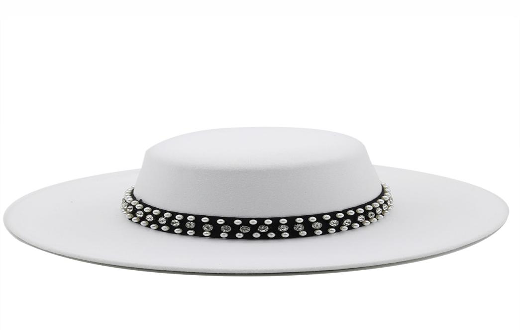 Large Wide Brim Faux Wool Pork Pie Boater Flat Top Fedora Hat with Rivet Pearls Black White Party Panama Trilby Cowboy Cap5059814, Beige
Large Wide Brim Faux Wool Pork Pie Boater Flat Top Fedora Hat with Rivet Pearls Black White Party Panama Trilby Cowboy Cap5059814, Beige