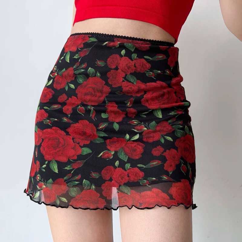 Sexy Rose Retro Print Mesh Skirt Women 2023 Spring Summer New High Waist Slim A-line Mini Femme, Red
Sexy Rose Retro Print Mesh Skirt Women 2023 Spring Summer New High Waist Slim A-line Mini Femme, Red