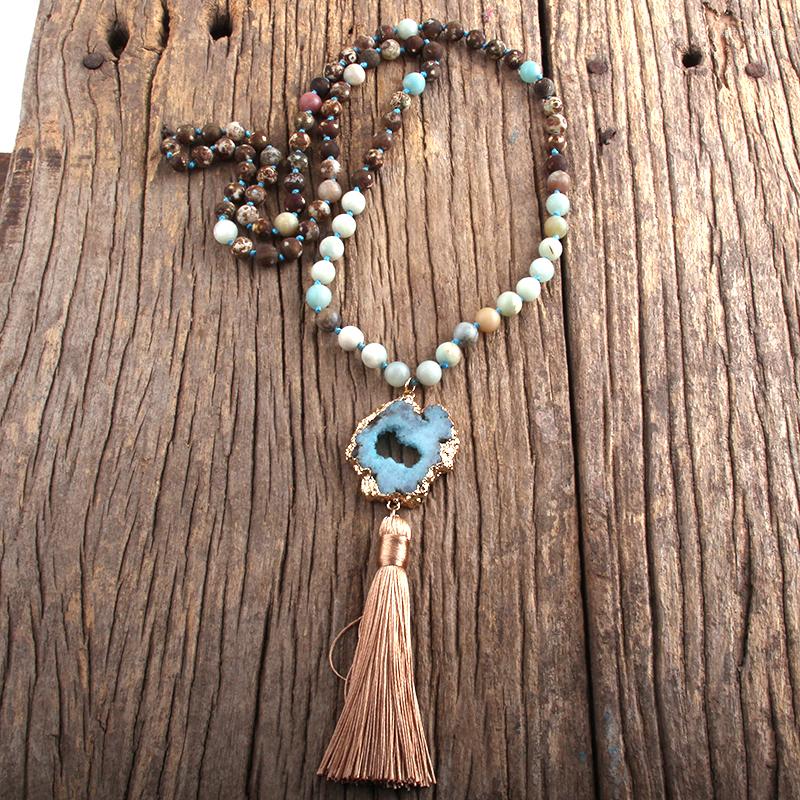 Pendant Necklaces MD Fashion Bohemian Jewelry Stones Knotted Druzy Stone Links Tassel For Boho Jewelryes Women Gift Lariat Necklace
Pendant Necklaces MD Fashion Bohemian Jewelry Stones Knotted Druzy Stone Links Tassel For Boho Jewelryes Women Gift Lariat Necklace