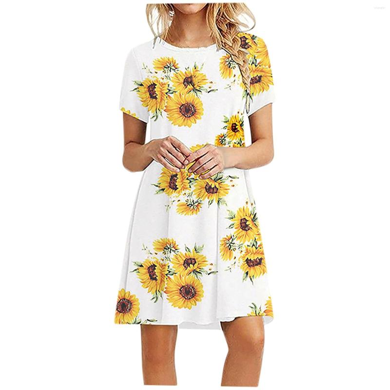 Casual Dresses Fashion Women Short Sleeve Dress Sunflower Printed O Neck Ladies Loose 2023 Summer Leisure Comfy, Yellow
Casual Dresses Fashion Women Short Sleeve Dress Sunflower Printed O Neck Ladies Loose 2023 Summer Leisure Comfy, Yellow