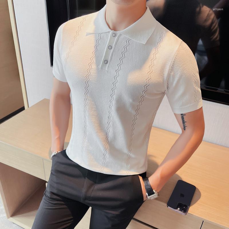 Men's Polos 2023 Summer Ice Silk Knit Polo Shirts Men Short Sleeve Slim Fit Casual T-shirts Lapel Business Shirt Social Clothing, White
Men's Polos 2023 Summer Ice Silk Knit Polo Shirts Men Short Sleeve Slim Fit Casual T-shirts Lapel Business Shirt Social Clothing, White