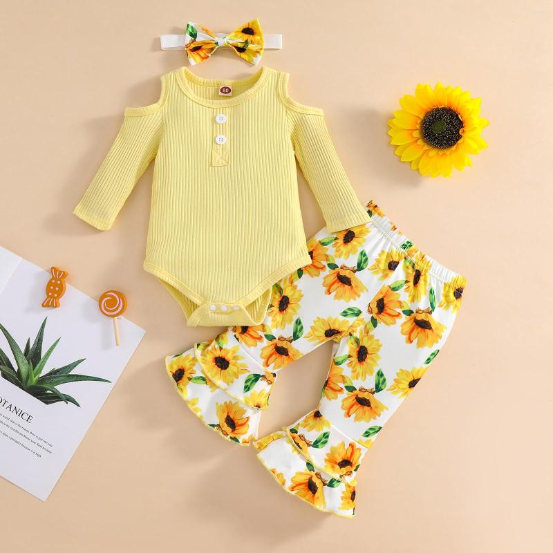 Clothing Sets CitgeeSpring Infant Baby Girl Fall Outfits Long Sleeve Rib Knit Romper Sunflower Flare Pants Headband Clothes Set, Picture shown
Clothing Sets CitgeeSpring Infant Baby Girl Fall Outfits Long Sleeve Rib Knit Romper Sunflower Flare Pants Headband Clothes Set, Picture shown