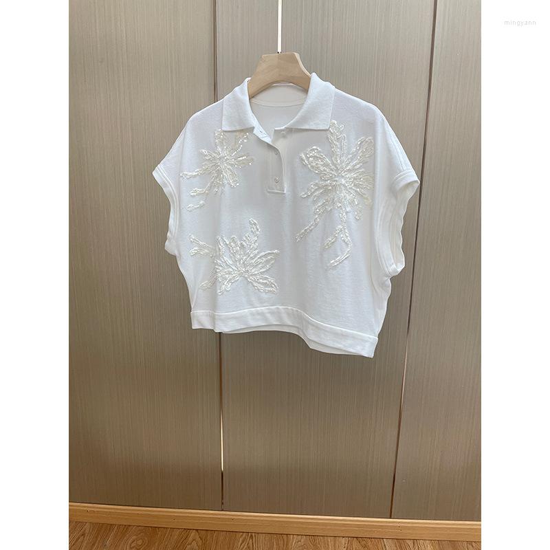Women's T Shirts Beaded Spring And Summer Embroidery Cotton Short-sleeved T-shirt For Women, White
Women's T Shirts Beaded Spring And Summer Embroidery Cotton Short-sleeved T-shirt For Women, White