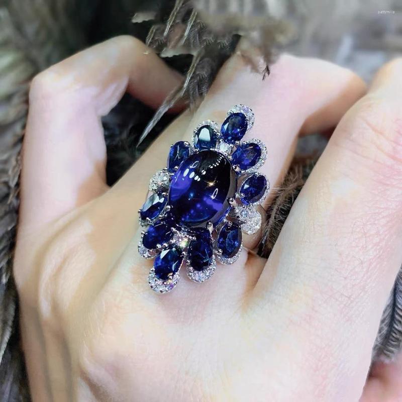 Cluster Rings Unique Design Elegant Blue Gemstone For Female Luxury 925 Silver Retro Cocktail Party Ring Jewelry
Cluster Rings Unique Design Elegant Blue Gemstone For Female Luxury 925 Silver Retro Cocktail Party Ring Jewelry