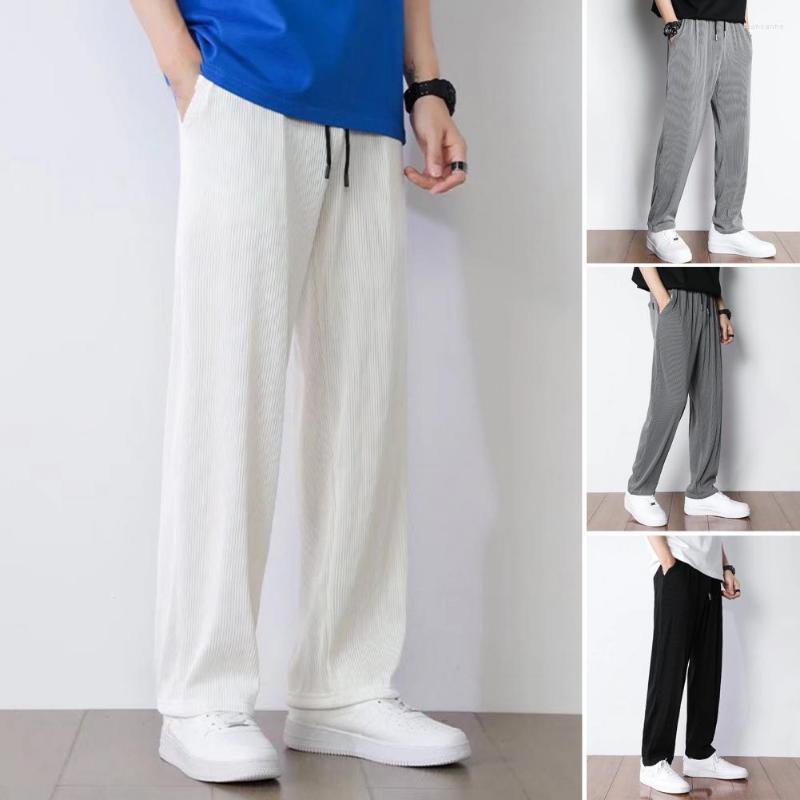 Men's Pants Casual Mid-rise Elastic Waistband Men Drawstring Pockets Ribbed Summer Ultra-thin Ice Silk Trousers, Light grey
Men's Pants Casual Mid-rise Elastic Waistband Men Drawstring Pockets Ribbed Summer Ultra-thin Ice Silk Trousers, Light grey