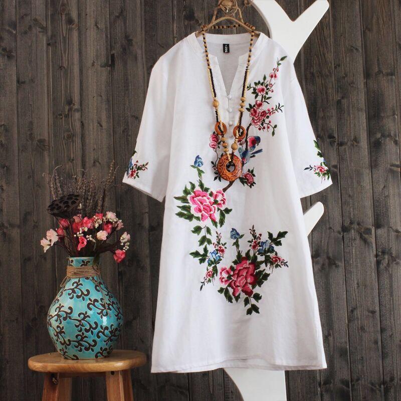 Dresses Ethnic Embroidery Boho Floral Dress Women Loose Short Sleeve Hippie Summer Dresses Ladies V Neck Clothes Vestidos, Rose red
Dresses Ethnic Embroidery Boho Floral Dress Women Loose Short Sleeve Hippie Summer Dresses Ladies V Neck Clothes Vestidos, Rose red