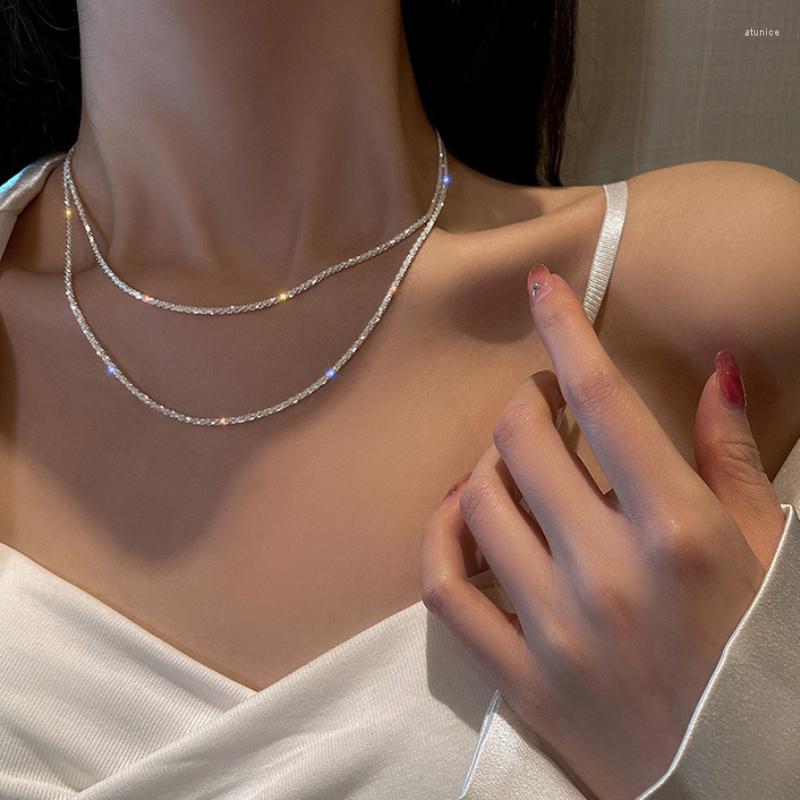 Pendant Necklaces Sparkling Necklace For Women Clavicle Chain Choker Silver Color Fashion Jewelry Wedding Party Birthday Gift 2023
Pendant Necklaces Sparkling Necklace For Women Clavicle Chain Choker Silver Color Fashion Jewelry Wedding Party Birthday Gift 2023