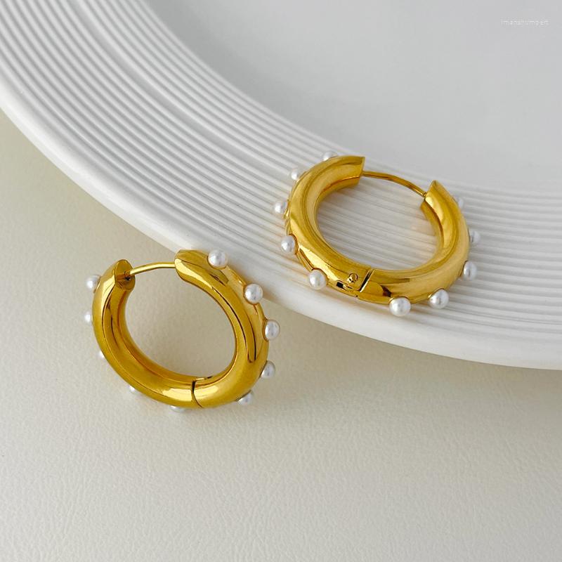 Hoop Earrings ALLME High Quality Imitation Pearl For Women 18K Gold Plated Stainless Steel Hollow Out Circle Earring Jewelry
Hoop Earrings ALLME High Quality Imitation Pearl For Women 18K Gold Plated Stainless Steel Hollow Out Circle Earring Jewelry