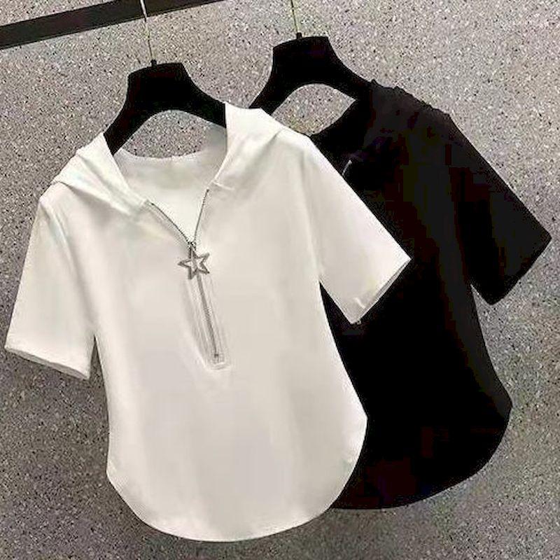 Women's T Shirts Hooded Half Zipper T-shirts Women Fashion Irregular Short Sleeve Tops 2023 Summer Trend Casual Loose Thin Shirt Y2k Clothes, White
Women's T Shirts Hooded Half Zipper T-shirts Women Fashion Irregular Short Sleeve Tops 2023 Summer Trend Casual Loose Thin Shirt Y2k Clothes, White