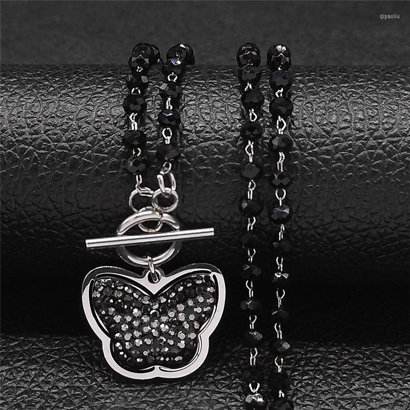 Pendant Necklaces Butterfly Black Crystal Stainless Steel Choker Necklace Women Y2K Christmas Gifts Jewelry Collier Chaine N4860S02
Pendant Necklaces Butterfly Black Crystal Stainless Steel Choker Necklace Women Y2K Christmas Gifts Jewelry Collier Chaine N4860S02