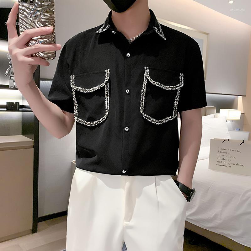 Men's Casual Shirts Patchwork Hook Design Fashion High Drape Sense Men Short-sleeved Shirt 2023 Summer Ice Silk Pointed Collar Club Top, Black
Men's Casual Shirts Patchwork Hook Design Fashion High Drape Sense Men Short-sleeved Shirt 2023 Summer Ice Silk Pointed Collar Club Top, Black