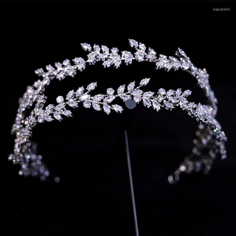 Hair Clips Irregular CZ Zircon Wedding Tiaras Crowns Headbands Crystal Evening Hairbands Brides Accessories Prom Jewelry