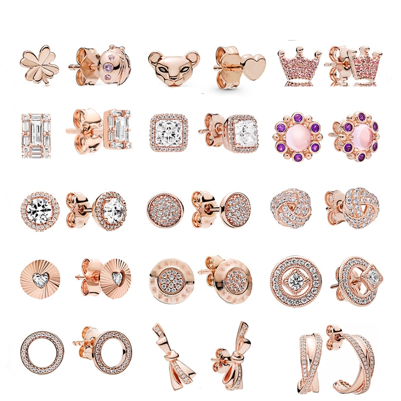 925 Silver Fit Pandora Earrings Rose Gold Retro Charm Circular Crown Fashion Versatile Temperament Earrings Style Fashion Fine Earrings Jewelry
925 Silver Fit Pandora Earrings Rose Gold Retro Charm Circular Crown Fashion Versatile Temperament Earrings Style Fashion Fine Earrings Jewelry