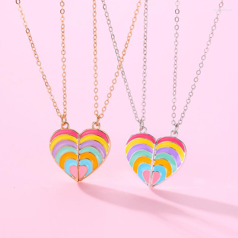 Chains Luoluo&baby 2Pcs/set Cute Rainbow Drip Oil Heart Shaped Magnetic Friend Necklace BFF Friendship Jewelry Gifts For Kids
Chains Luoluo&baby 2Pcs/set Cute Rainbow Drip Oil Heart Shaped Magnetic Friend Necklace BFF Friendship Jewelry Gifts For Kids