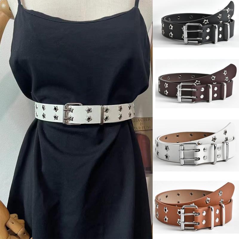 Belts Star Eye Rivet Belt Goth Style Double Pin Buckle For Women Men Fashion Casual Punk Pu Leather Waistband Waist, White
Belts Star Eye Rivet Belt Goth Style Double Pin Buckle For Women Men Fashion Casual Punk Pu Leather Waistband Waist, White