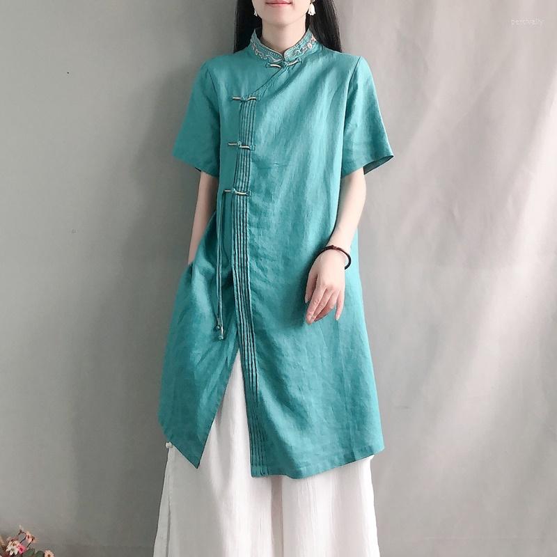 Ethnic Clothing Traditional Chinese For Women Cheongsam Top Hanfu Summer Short Sleeve Floral Embroidered Long Shirt Tops KK4408
Ethnic Clothing Traditional Chinese For Women Cheongsam Top Hanfu Summer Short Sleeve Floral Embroidered Long Shirt Tops KK4408